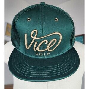 Vice Golf Hat Cap Snap Back Green Spell Out Script One Size Adjustable